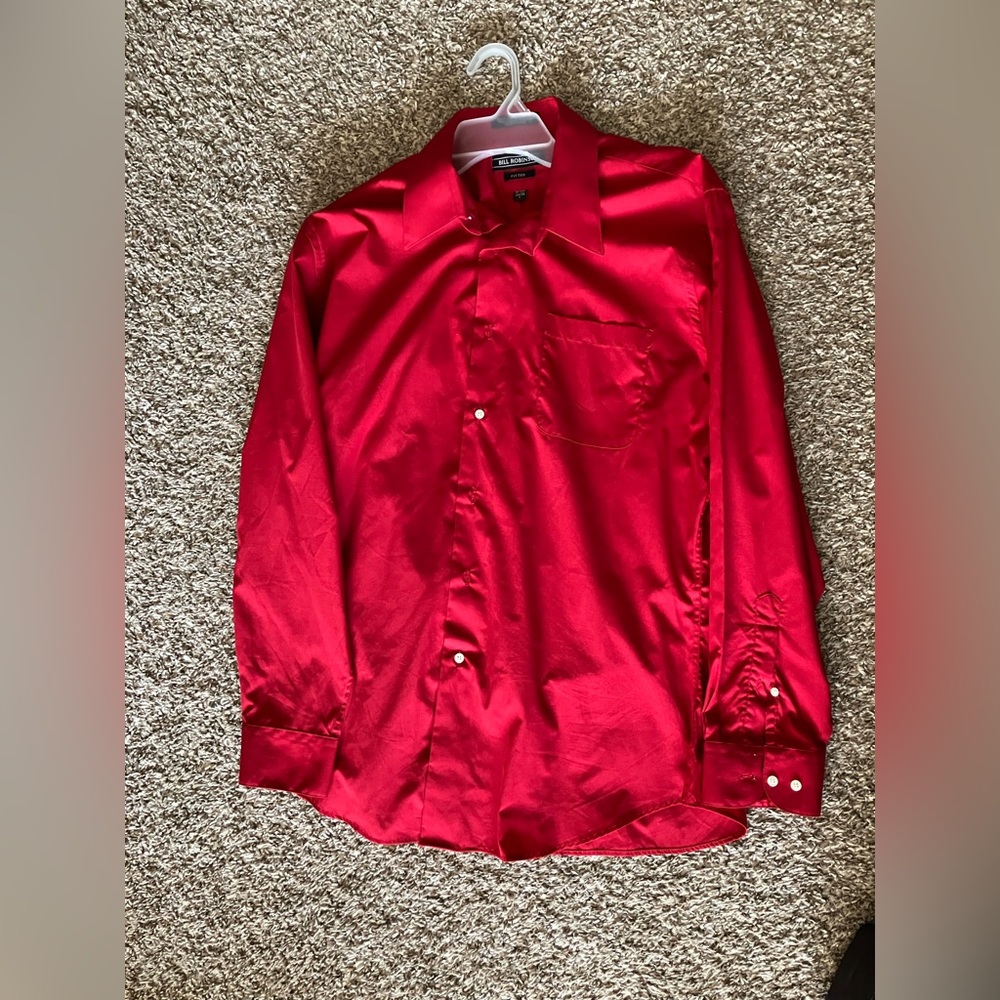 Large Used Men's Red Dress Shirt